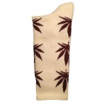 chaussette-cannabis-beige-marron-feuille