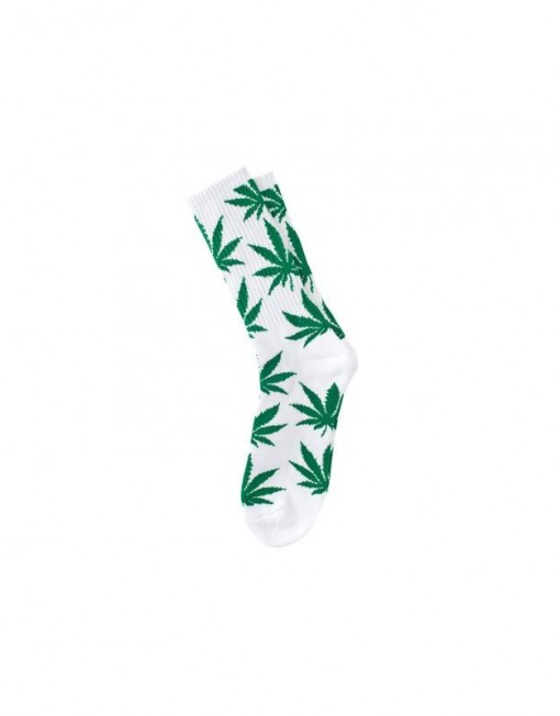 chaussette-cannabis-blanche-vert-feuille