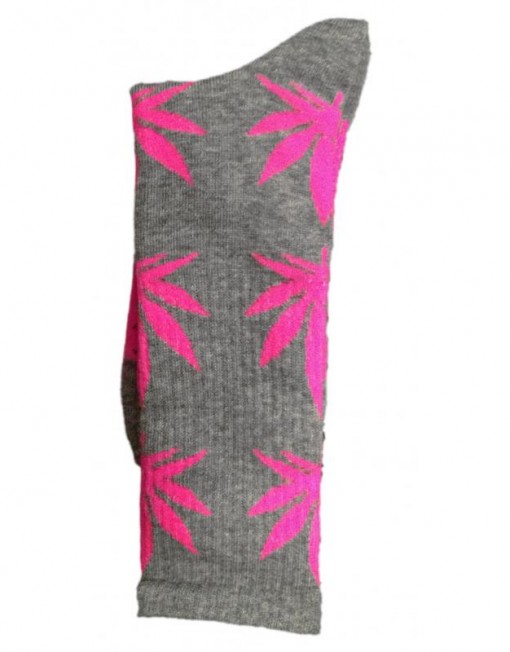 chaussette-cannabis-grise-et-rose-feuille