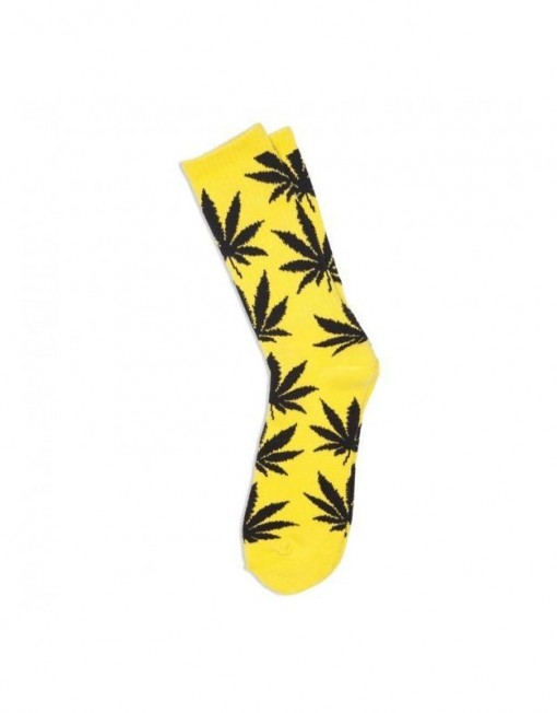 chaussette-cannabis-jaune-et-noire-feuille