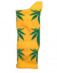 chaussette-cannabis-jaune-verte-feuille-marijuana