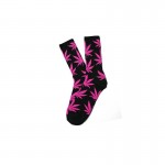 chaussette-cannabis-noire-et-fuchsia-feuille