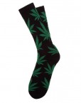 chaussette-cannabis-noire-verte-feuille