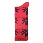 chaussette-cannabis-rose-noire-feuille